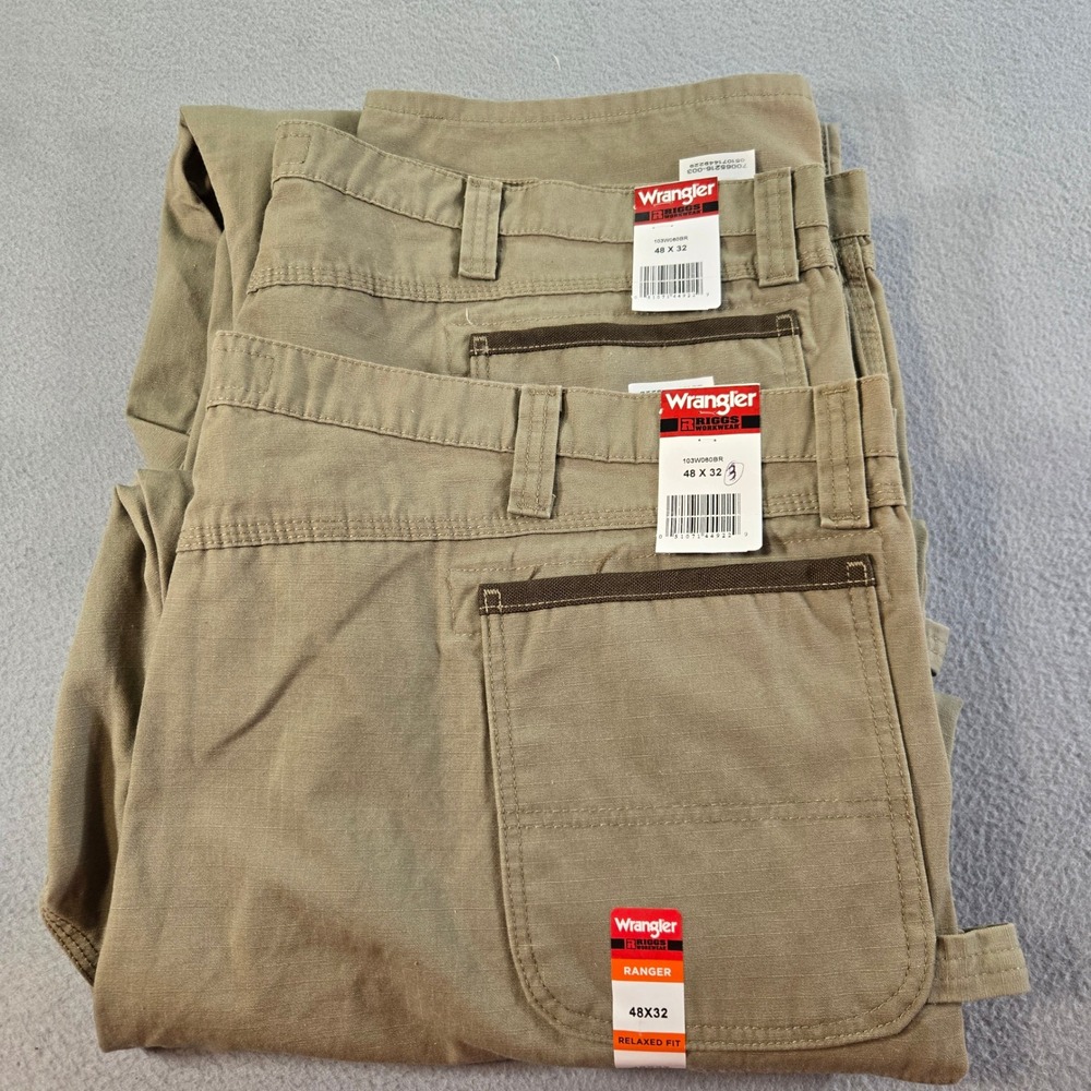 Wrangler Riggs Workwear Ranger Pants Mens 48x32 Brown Ripstop Cargo 103W060BR
